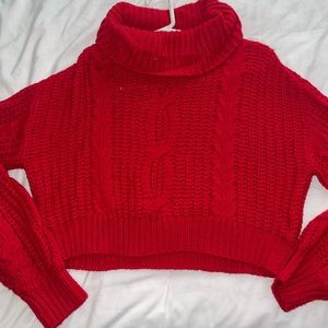 Fashion Nova Red Knitted Cropped Sweater Size M